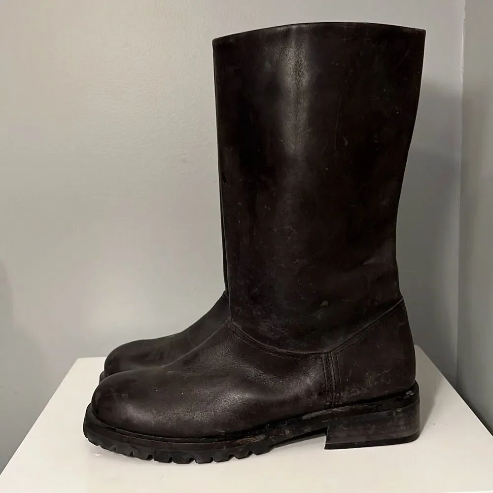 Timberland Women's Black Slip On Waterproof Leather High Riding Boots
